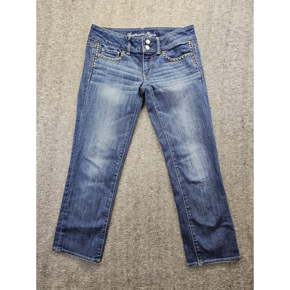 American Eagle Jeans Womens Size 6 Artist Crop Studded Trim
